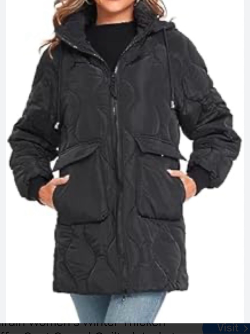 Women’s Quilted Hooded Coat - Black